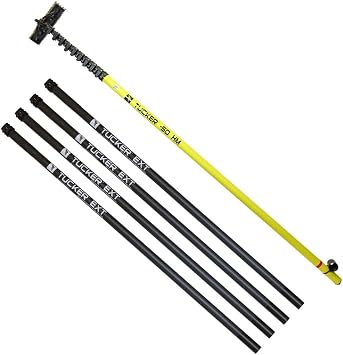 Tucker 50HM-70 Water Fed Pole High Modulus Carbon Fiber Pole with Glide - 4 Pencil Jets Brush & 4 Modular Extension for Commercial Window Cleaning, Solar Panels, Glass by RHG Products