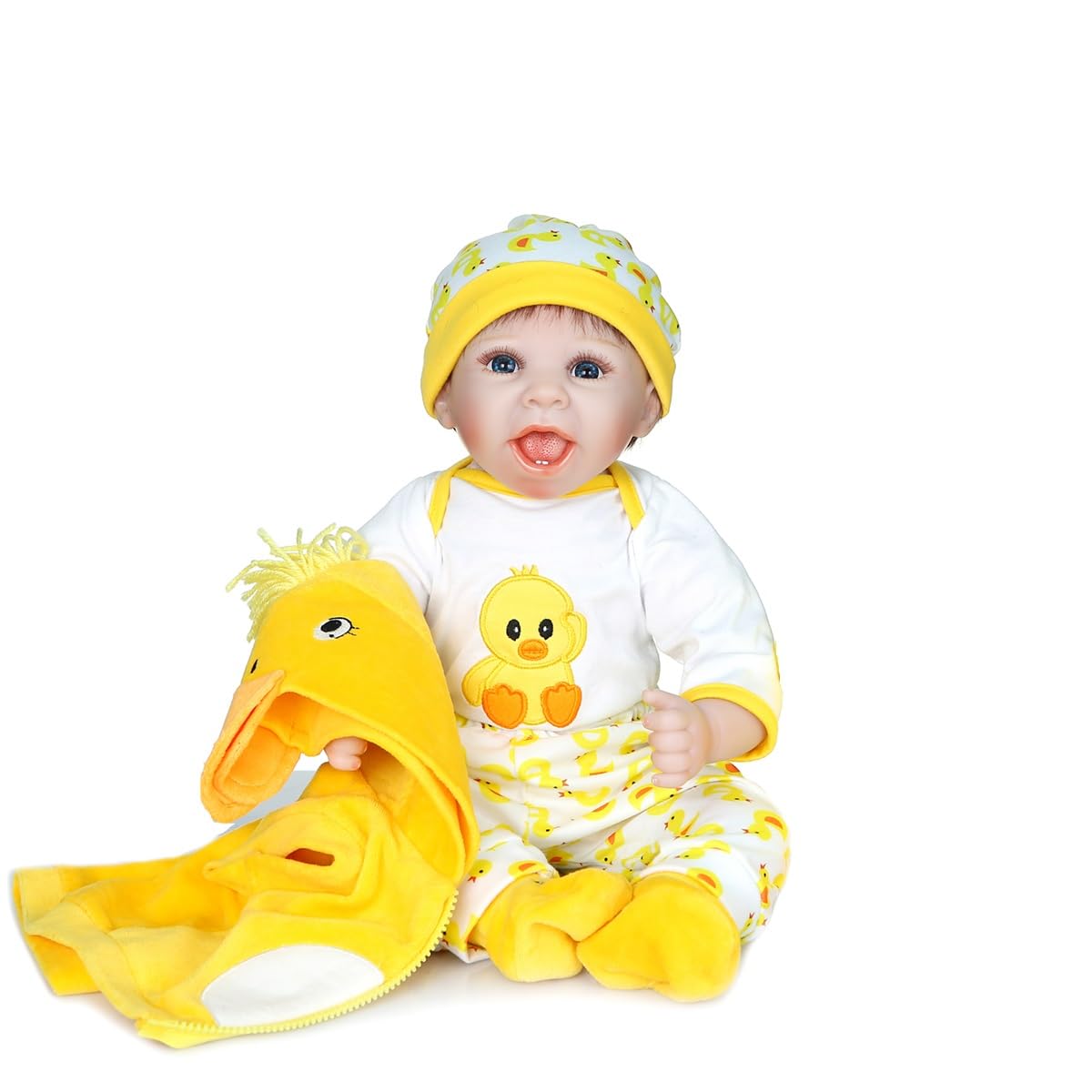 Reborn Babypuppen-Kleidung, 45,7 cm, Outfit-Zubehör, gelbe Ente, 5-teiliges Set für 43,2-48,3 cm Reborn-Puppe, Neugeborene, Mädchen und Jungen
