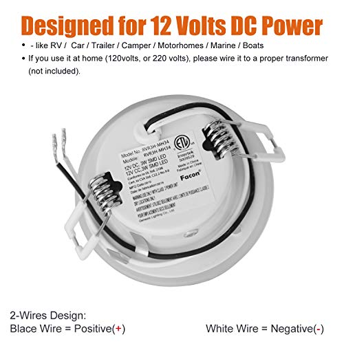 Facon 3 Inch LED RV Puck Light, DLFST3-008, Full Aluminum Recessed Mount Down Light 12V Interior Light for RV Motor-Homes Camper Caravan Trailer Boat, 4000K Cool White (6 Packs) by Facon - Image 4