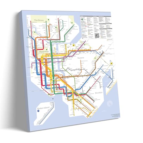 P&L ART.New York City Subway Map Canvas Wall Art 24x30