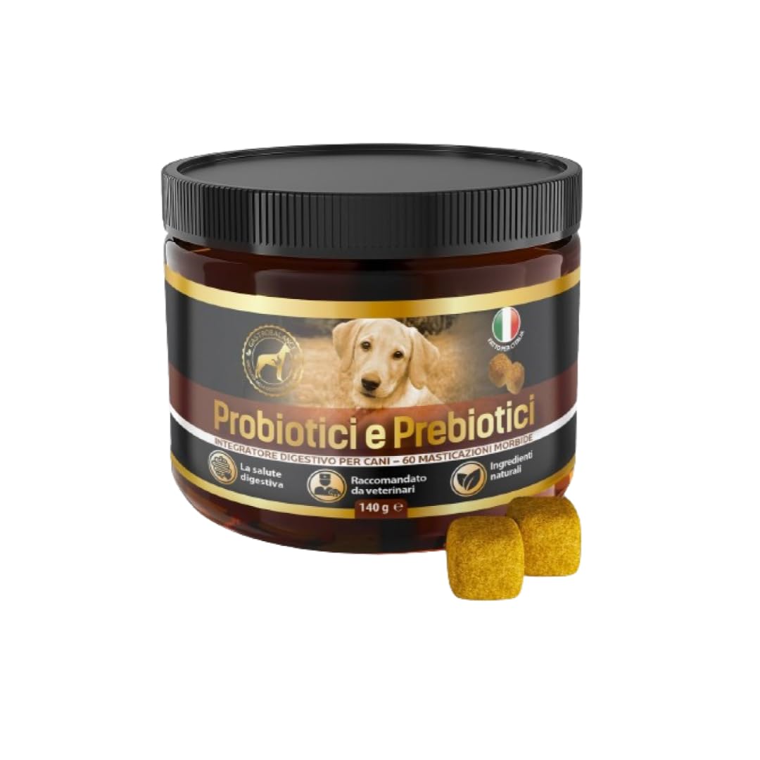 cani probiotici – 60 bocconcini masticabili naturali prebiotici e probiotici per Cane - Sapore di Pollo (Italiano)