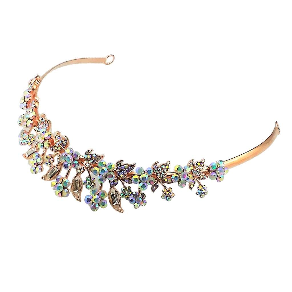 1 PC Bride Crown Headband Rhinestone Plum Crown Bridal Jewelry Rose Golden|Jewellery-image-21