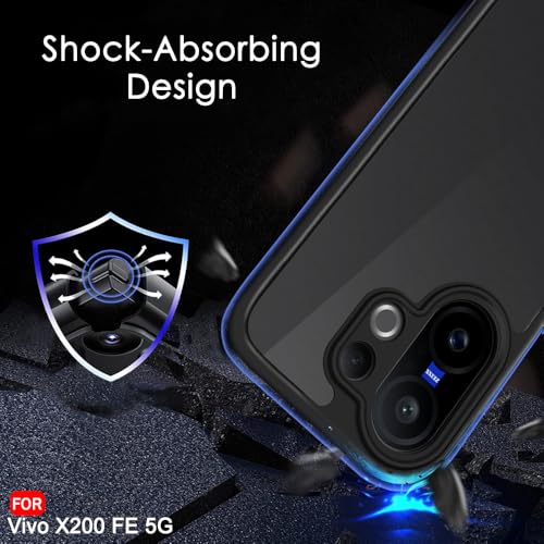 Image of TheGiftKart Hybrid Shockproof Back Cover Case for Vivo X200 FE 5G | Camera Protection Module | Hard Back Case Cover for Vivo X200 FE 5G (PC & TPU, Translucent Smoke Matte Back, Black Sides)