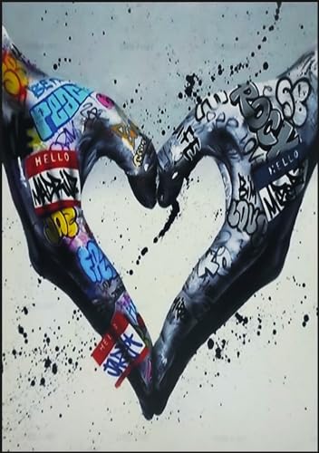 KUSTOM ART Tableau série Street Art Cœur avec les mains...