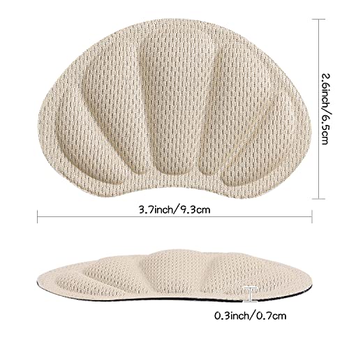 Image of Adhesive Back of Heel Cushion Pads, Heel Grips Inserts for Too Big Loose Shoes,4pcs-Beige+4pcs-Beige