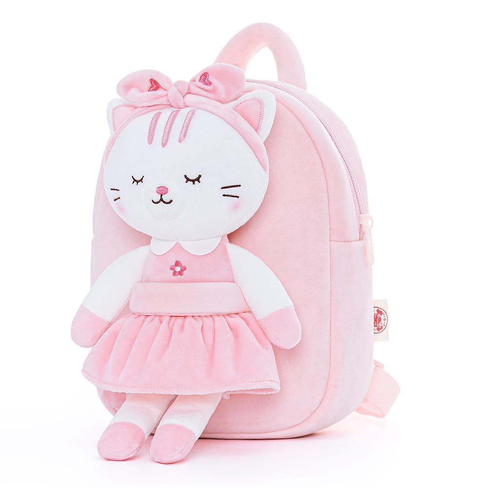 Lazada Cat Toddler Backpack Kitty Kids Backpacks for Girls with Detachable White Cat Toy 9" Age 2+