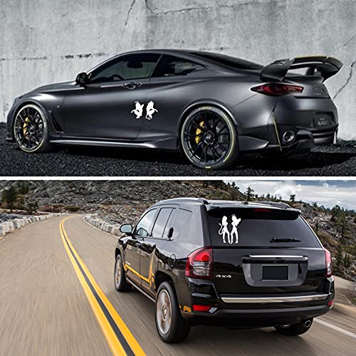 Image of 3 Pairs Sexy Angel and Devil Girl Sticker Naughty Nice Vinyl Good and Evil Die Cut Vinyl Decal for Windows Cars Trucks Bumper Laptops (Angel Devil - White)