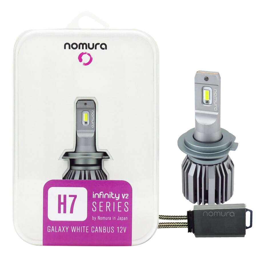 NOMURA Kit Conversione LED H7 Galaxy White 6000K Bianco Ghiaccio, Sistema Canbus 12V Anti-Errore, Lampadine LED Alta Luminosità e Nitidezza con Dissipatore di Calore Avanzato