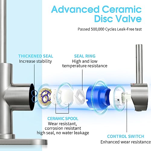 Crea 40116 Bar Sink Faucet, Bathroom Kitchen Faucet Brushed Nickel Pre Wet Small Mini Kitchen Bath Utility Marine Faucet Single Hole Stainless Steel Farmhouse Vanity Lavatory Faucets Outdoor thumb #3