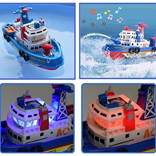 Elektrisches Feuerboot, Spielzeugboot Elektrisch mit Musik und Leichtem Wasserspray Marine Fire Fire Pretction Model