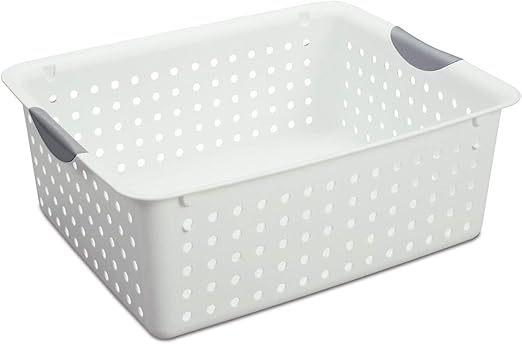 Sterilite Large Ultra Basket, Open Storage Bin to Organize Closets, Cabinets, Pantry, Shelving and Countertop Space, White, 1-Pack