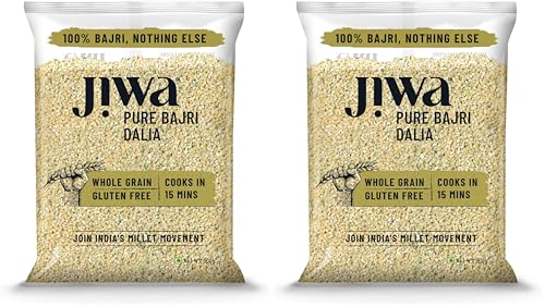 Image of JIWA healthy by nature Pure Bajri Dalia | Cooks In 15 Minutes | Millet | Broken Pearl Millet Daliya | Gluten Free | 500 G (Pack of 2)