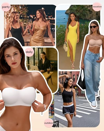 Image of Vertvie Womens Strapless Bra Jelly Push Up Seamless Bandeau Bra Wireless Non Slip Silicone Tube Top Bras Padded Bralette
