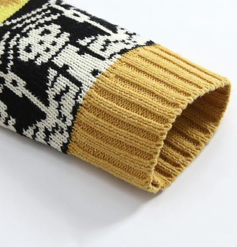 Kedera Men's Cardigan Sweaters Stand Collar Cable Thick Knitted Full Zip Sweater with Pattern