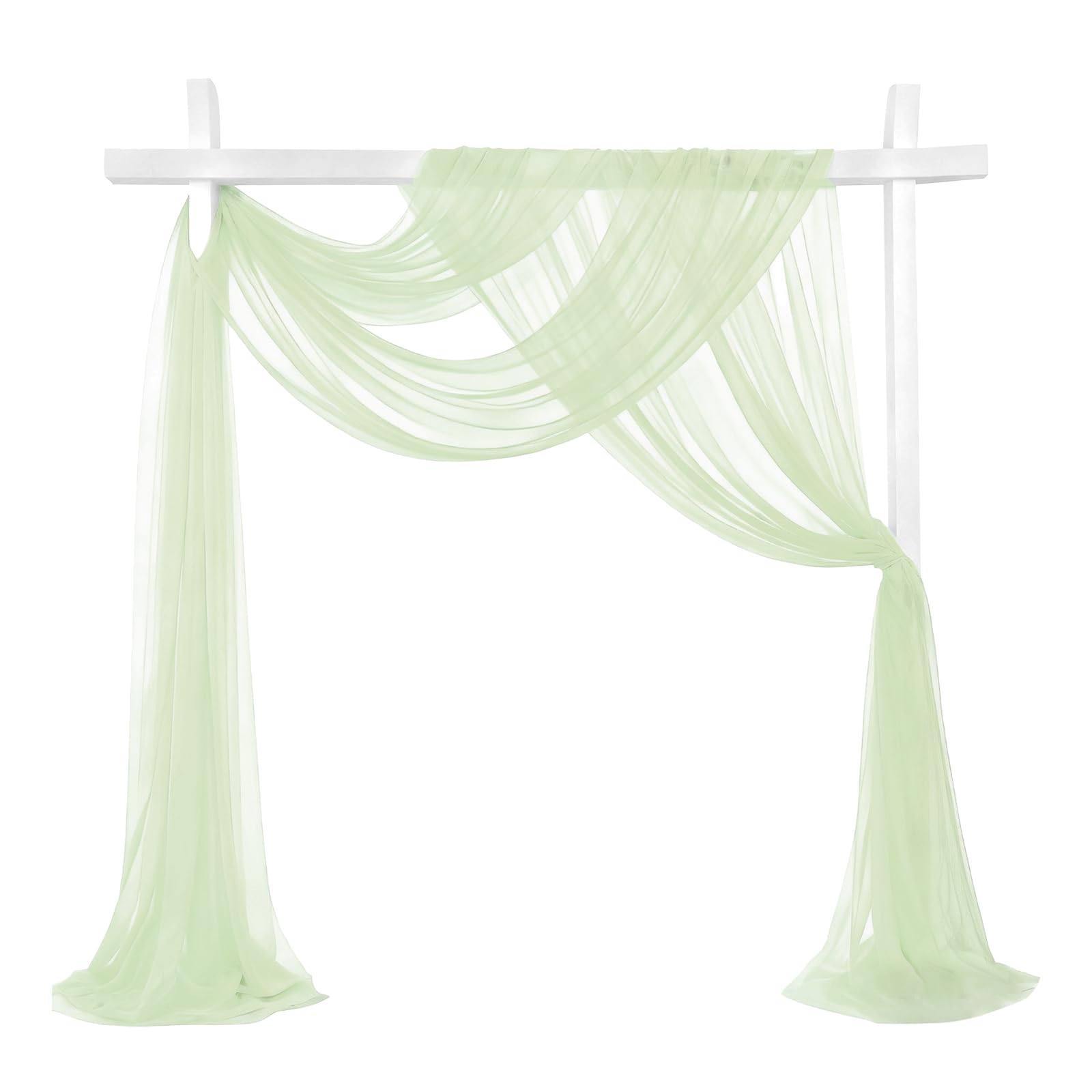 sourcing map Wedding Arch Draping Fabric, 32" x 33Ft Sheer Drapes Chiffon Fabric for Wedding, Birthday Decoration, Ceremony Archway Drapes, Green