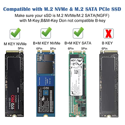 Caja externa para SSD M.2 NVME SATA con adaptador USB 4 en 1 miniatura 3