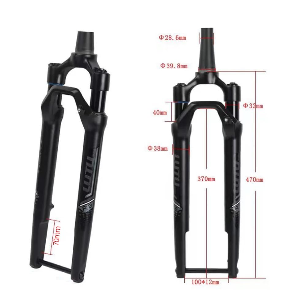 700C Gravel-Rennrad-Federgabel 40mm Federweg 1-1/2 Zoll Konische Tourenrad Scheibenbremse Vorderradgabel XC Offroad-Luftgabel Manuelle Verriegelung 100 * 12mm Steckachse