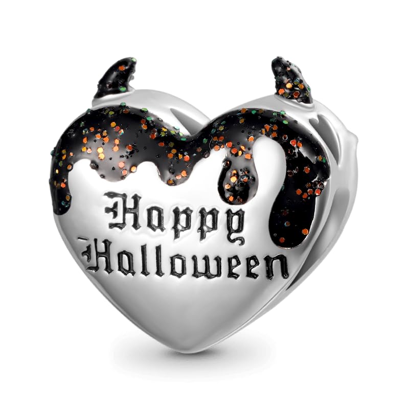 GNOCE "Happy Halloween Sexy Devil Heart Charm Sterling Silver Bead Halloween Charm Fit Bracelet/Necklace for Women Wife/Jewelry Gift2