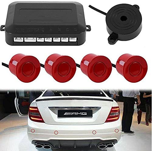 Multibao Parking Sensor Car Reversing Sensors Backup Radar System Buzzer Alarm with 4 Back Sensors - Red