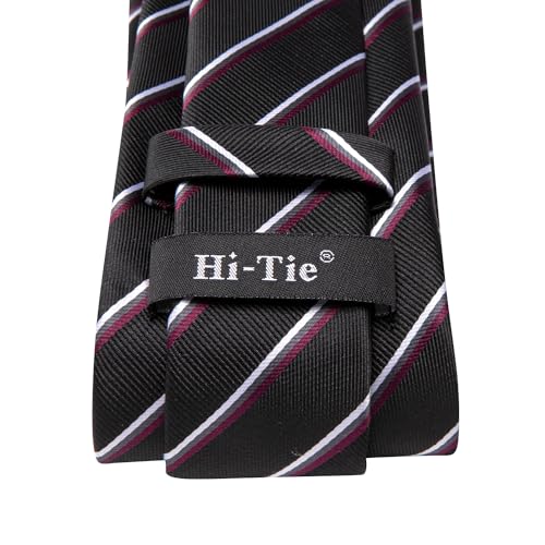 Image of Hi-Tie Men's Tie Sets Silk Paisley Striped Necktie Pocket Square Cuff-links Sets Wedding Business Holiday