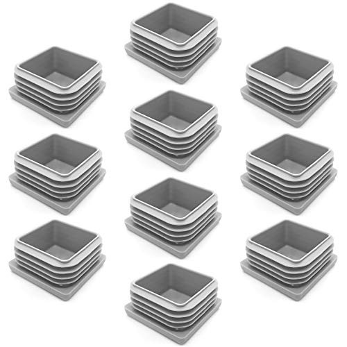 Enkotrade 10 Stück Lamellenstopfen Grau für Vierkantrohre, 30x30 mm, Rohrabdeckung aus hochwertigem Polyethylen Kunststoff, Stopfen, Endstopfen, Kappen, Gleiter | Rohrstopfen Quadratisch