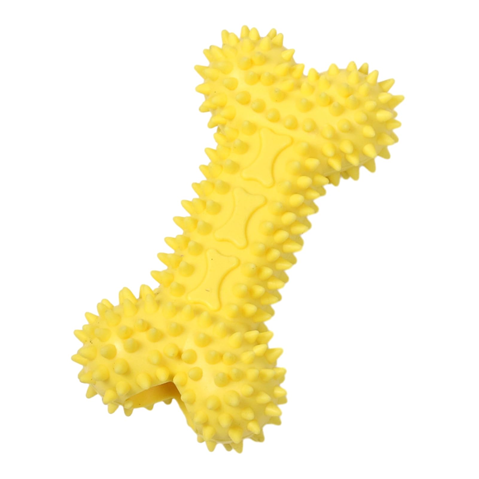 Saterkali Elastic Dog Chew Toy, TPR Spiky Bone High Elastic Bite-Resistant Non-Deforming Raised Dot Texture, For Teething Teeth Cleaning Anxiety Relief Aggressive Chewers Yellow