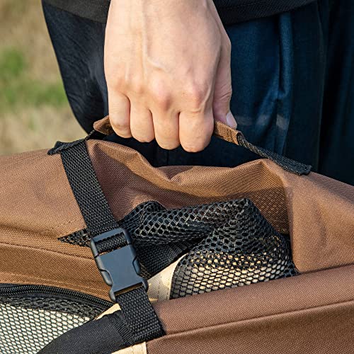 PawHut 60cm Foldable Pet Carrier Bag Soft Travel Dog Crate, Portable Cat Carrier w/ Cushion, for Cats and Miniature Dogs - Brown - Image 9