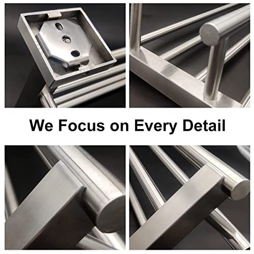 RTCUL Bathroom Towel Rack with Double Towel Bar 24 Inch Bathroom Hotel Shower Shelf SUS304 Stainless Steel Modern Wall Mounted Holder Brushed Nickel RTCUL Bathroom Towel Rack with Double Towel Bar 24 Inch Bathroom Hotel Shower Shelf SUS304 Stainless Steel Modern Wall Mounted Holder Brushed Nickel