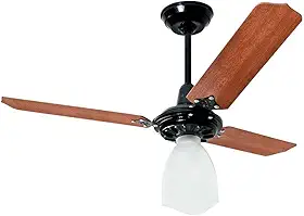 VENTILADOR DE TETO LUMI 127V PRETO LORENSID COM PÁS MOGNO MDF