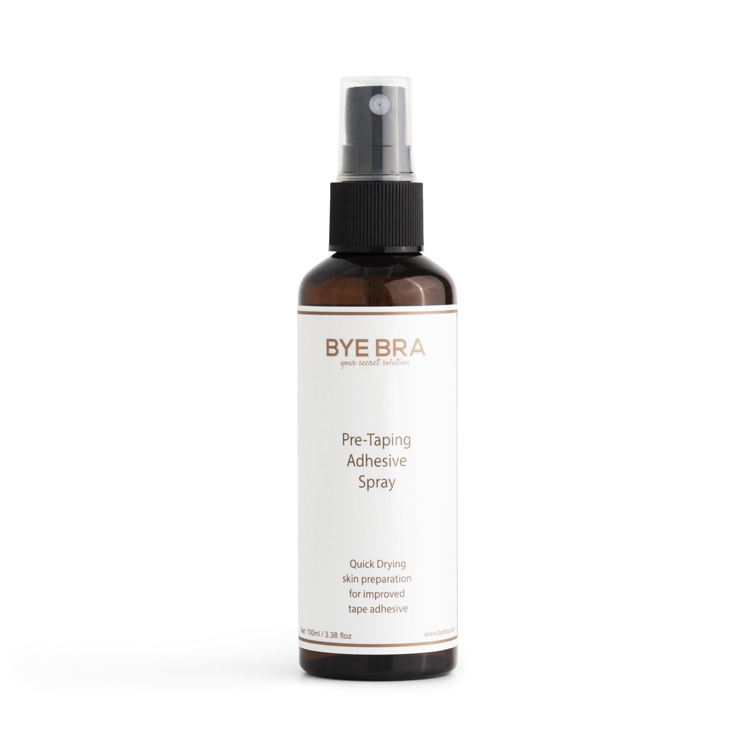 Bye Bra Women's Transparent Pre-Taping Adhesive Spray For Breast & Body Tape, Quick-Drying, Boosts Hold, 100% Natural Castor Oil, Long-Lasting, Sensitive Skin Safe (100Ml)