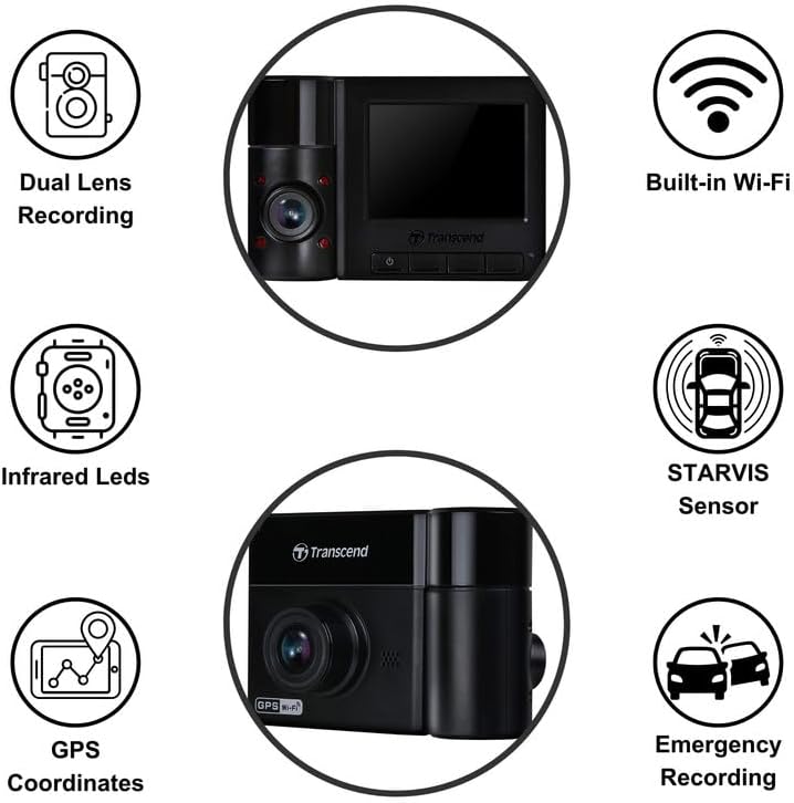 Miniatura 4 de Transcend DrivePro 550 - Cámara de salpicadero con doble lente TS-DP550B-64G, color negro