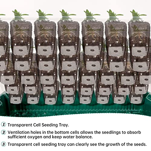 【2023 Upgraded】2 Packs Reusable Seed Starter Kit With Grow Light, 80 Cells Seed Starter Tray For Indoor Planting,Germination Kit For Seed Starting Trays With Humidity Dome And Base (40 Cells Per Tray) #TOP5