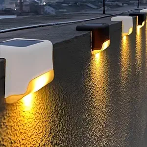 GIGAWATTS Boundary Solar Stairs Light Automatic Sensor Weather Resistant Easy Installation Energy Efficient Outdoor Versatile Lamp for Home Garden Balcony (Warm White, Pack of 4)