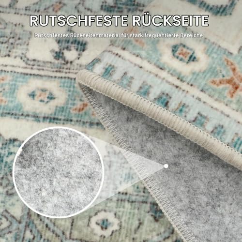 GENIMO Orientalisch Vintage Teppich Salbeigrün Waschbar 200x290 cm – Ansicht 6