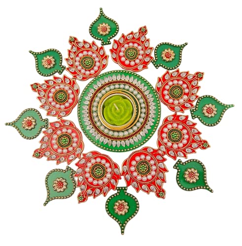Durga Puja: Traditional vs Contemporary Decor 39 SAHAYA Reusable Rangoli for Decoration Acrylic with T Light Holde...