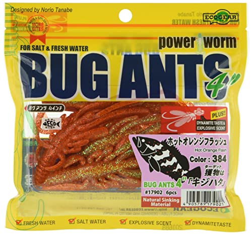 Ecogear Bug Ants 4 Inch (6 Pack) 384 Hot Orange Flash