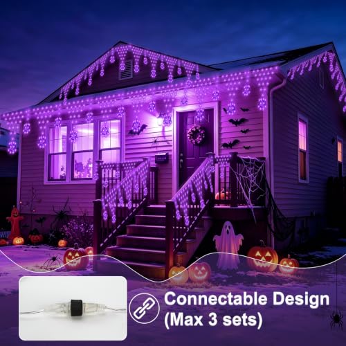 Halloween Lights, Spider Web Halloween Decorations, 8 Modes 218 LED... - Image 4
