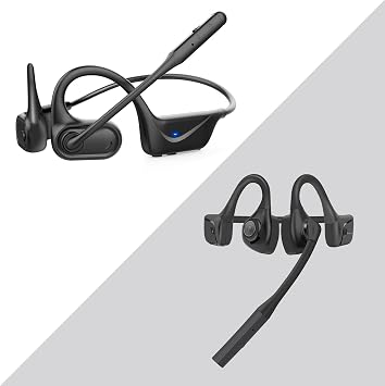 BANIGIPA Bluetooth 5.4 Headset with Microphone, Open Ear Headphones w/Mic, Wireless Earphones Noise Cancelling for HD Calling, Mute Button, Light & Comfortable Headset for Working Office Meeting