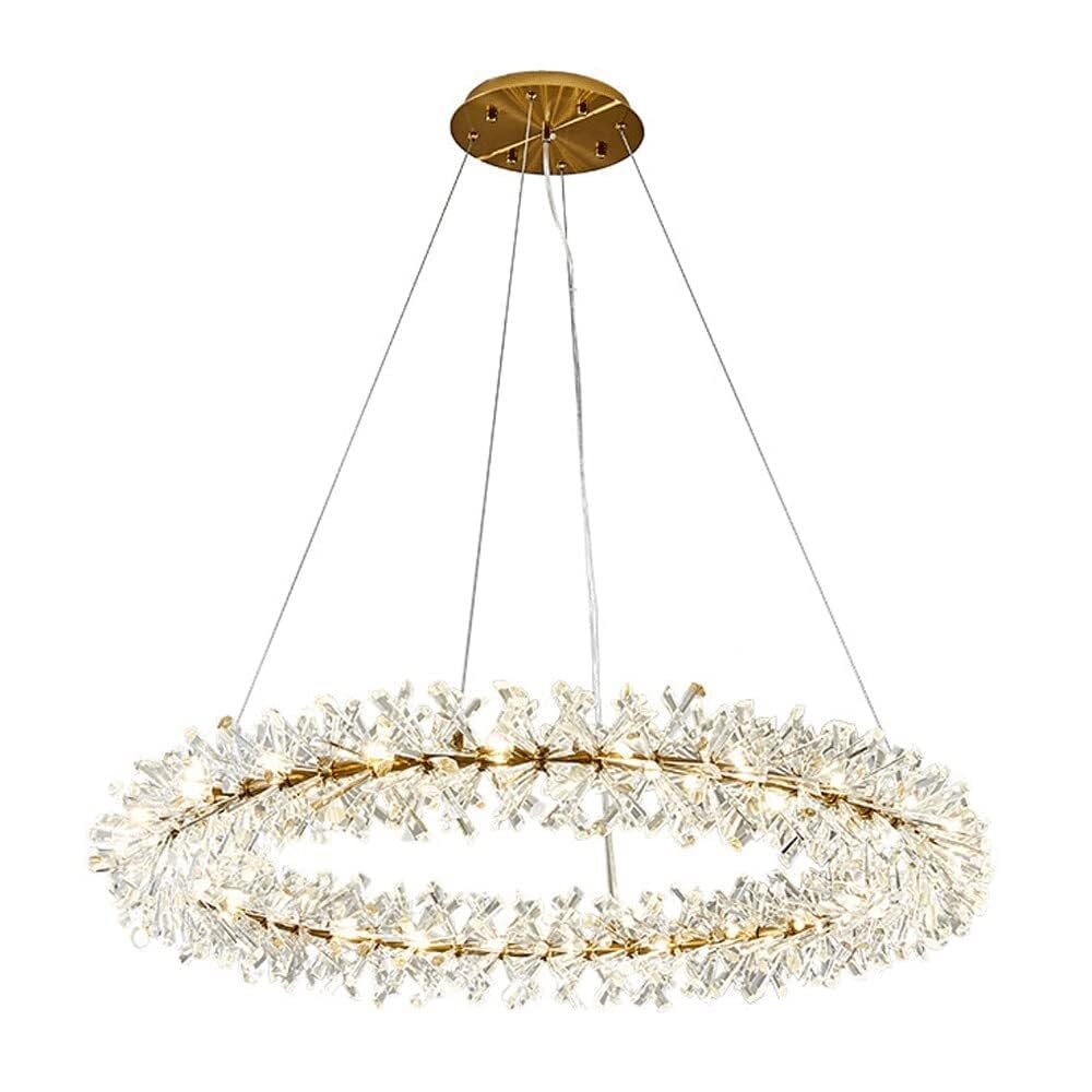 Lustre en cristal compact doré LED pour plafonds bas de salon
