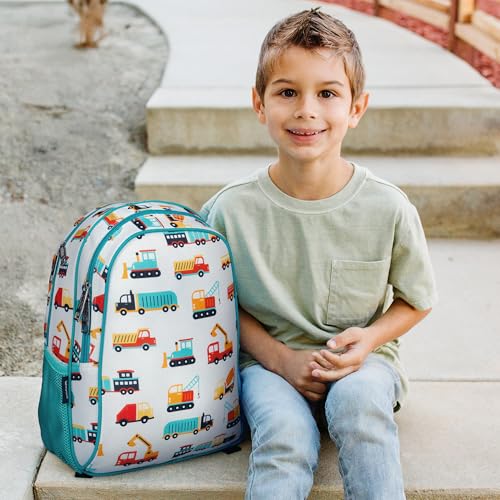 Image of Wildkin 15 Inch Backpack for Kids, Modern Construction | Ages 5-10, padded straps, side water bottle pocket - coordinates with matching Wildkin lunch boxes