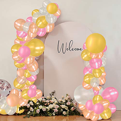 BENERAY Colorful Balloons Garland Arch Kit, 125pcs, Rose Gold + Gold + Pink + White + Confetti, for Birthday, Party, Christmas, Wedding, Anniversary and Vacation