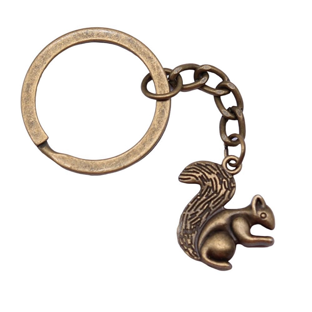 Wysiwyg Unisex A05-1Pcs-21X21mm 1Pcs 21X21mm Squirrel Charms Keyrings Antique Bronze Color Zinc Alloy Ring Size 28Mm