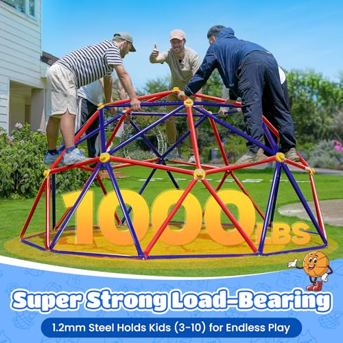 Image of Zupapa 10FT Climbing Dome, Outdoor Jungle Gym for Kids with Climbing Grip - Geometric Dome Climber Outdoor Playset and Easy Assembly Outdoor Play Equipment for Kids (Purple, 10FT)