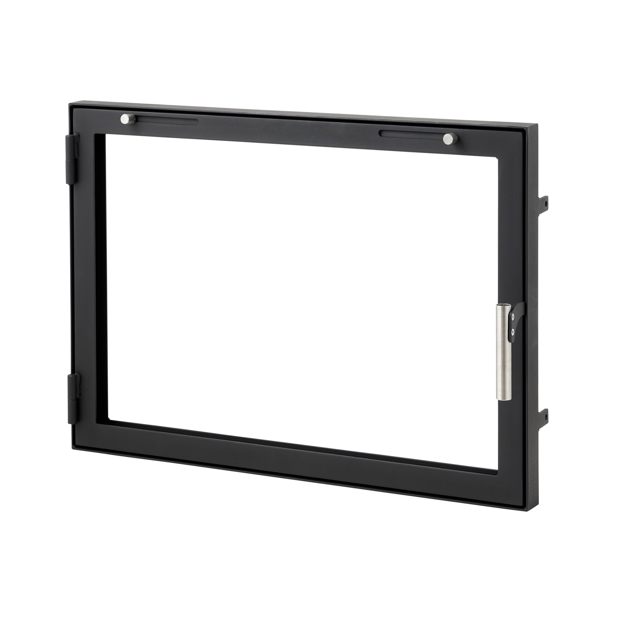 D3 | Slimline Kamintür nach Maß | Schmaler Rahmen | Tür für Kamin, Ofen, Grill und Räucherkammer | Hitzebeständiges Glas | Premium Stahltür mit Edelstahl-Zubehör
