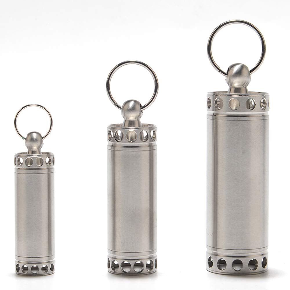 Mini 304 Pilulier porte-clés Petite boîte à pilules étanche 3 tailles pour petit camping, randonnée, escalade, porte-clés