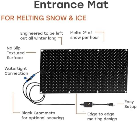 Heated Snow Melting Mat - Non-Slip Outdoor Walkway for Winter, Waterproof & Durable Snow Removal Solution for Home & Industrial Use, Safe & Efficient Snow Melter