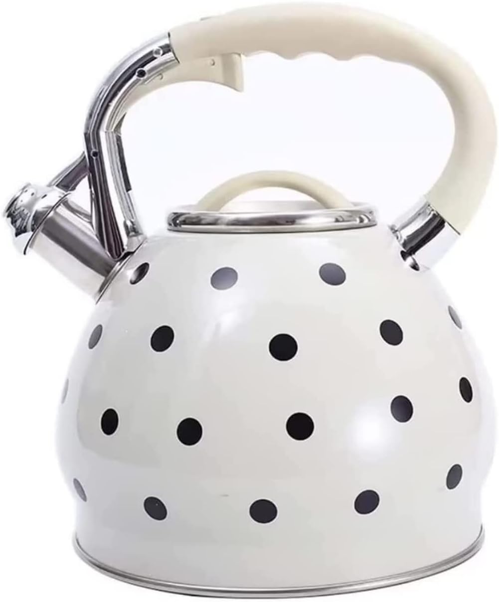 Stove Top Whistling Tea Kettle, Tea Kettle 3.5L Stovetop Whistling Teakettle Teapot for Stove Top with Fast Heating Base Water Tea Pot (Color (Color : White, Size : 21 * 24.5cm)