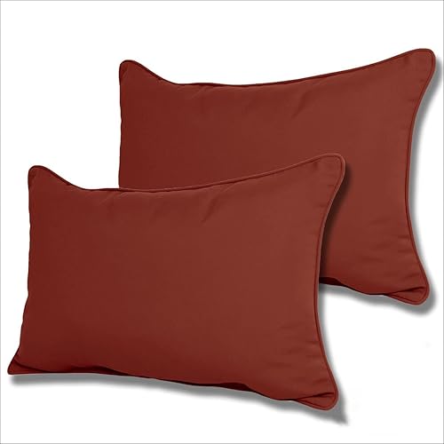 Vista 21 de Comfort Classics Sunbrella - Juego de 2 almohadas lumbares para exteriores e interiores en color azul pacífico Pacific Blue