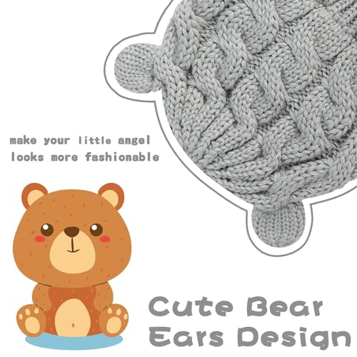 Image of RAOEXI Unisex Baby Toddler Hat and Mitten Set Winter Knitted Thick Warm Beanie Cap Gloves for Infant Boys Girls