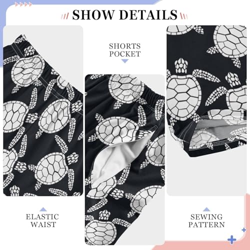 Turtle Print Boys Long Pants Soft Trousers Elastic Waist Kids Lounge Bottoms with Pockets S-XL4